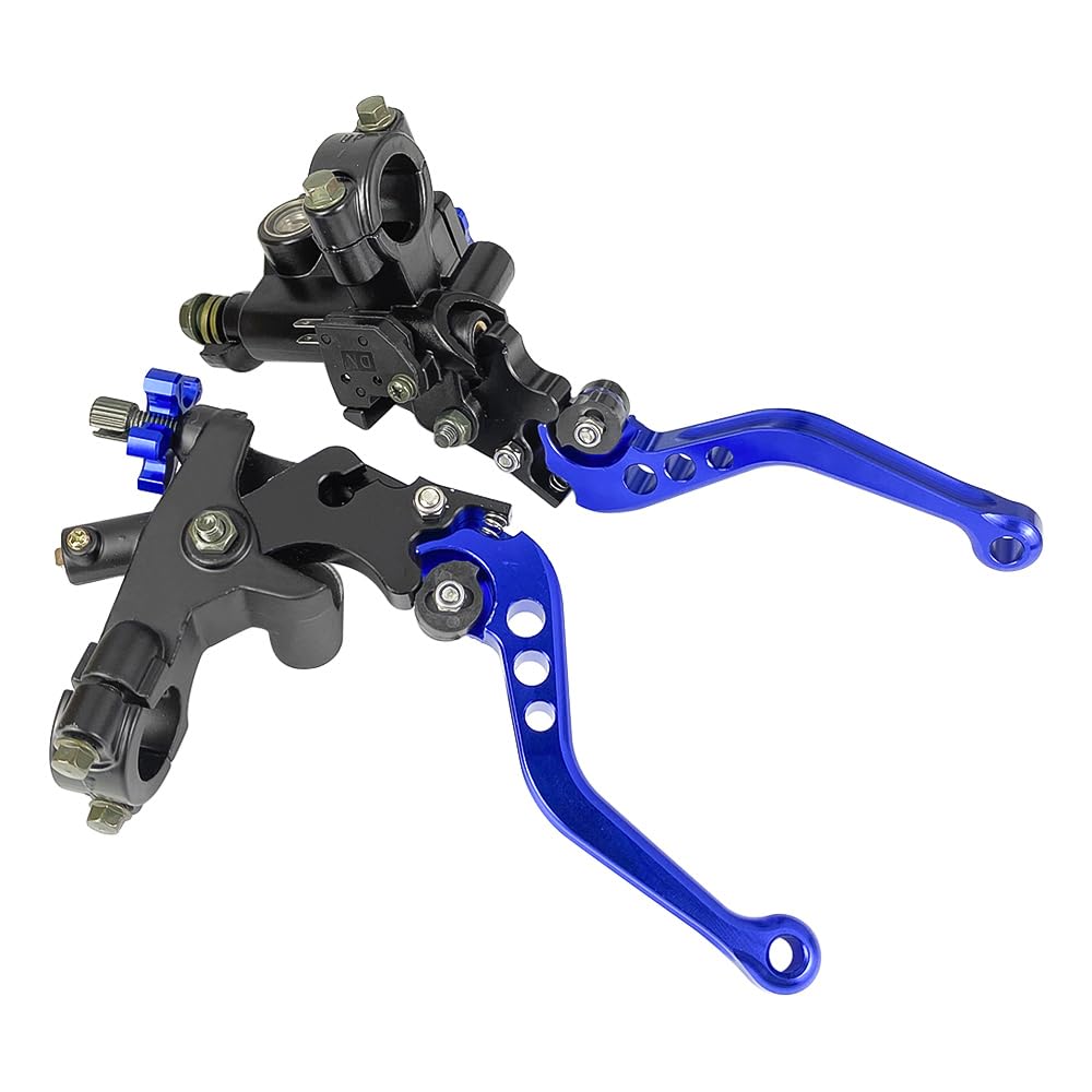 Levier d'embrayage Universel 7/8" 22mm Maître-Cylindre Pompe de Frein Réglable Compatible avec Yama-ha Polaris Suzuki Kawa-saki Honda Moto (bleu)
