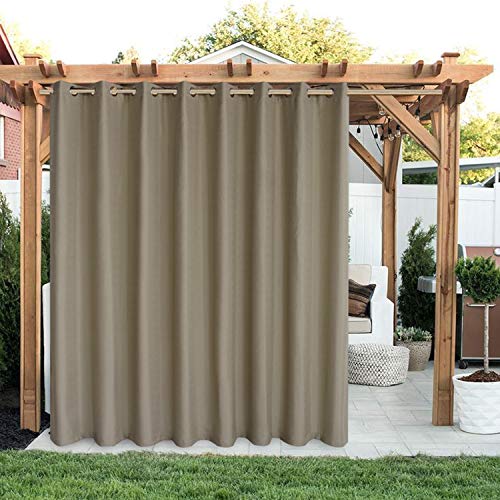 LORDTEX Linen Look Indoor/Outdoor Curtains, 105 x 108 Inch, Tapue, Set of 2 Panels Waterproof, Privacy, Sun Blocking Textured Grommet Curtains for Patio, Pergola, Porch, Deck, Lanai, and Cabana