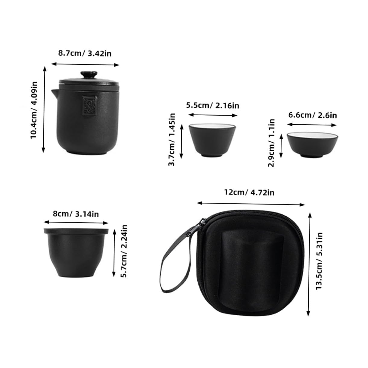 Service à Thé Chinois Portable Céramique pour Couple Ensemble de Voyage avec Théière et Tasses Cadeau pour Amateurs de Thé et Pratique pour Maison et Extérieur