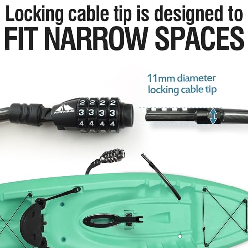 MARQUE Straight Combination Bike Lock Cable - 3/8 inch (5FT, 10FT, 15FT, 25FT) Resettable Combination Lock, Anti-Theft Security Cable for Bicycles, Kayaks, Paddle Boards and Outdoor Gear (05 FT)
