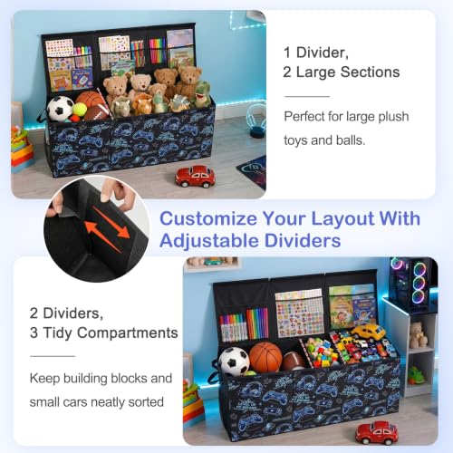 Image of Toy Box with Adjustable Divider Large Toy Chest Storage for Nursery Kidroom