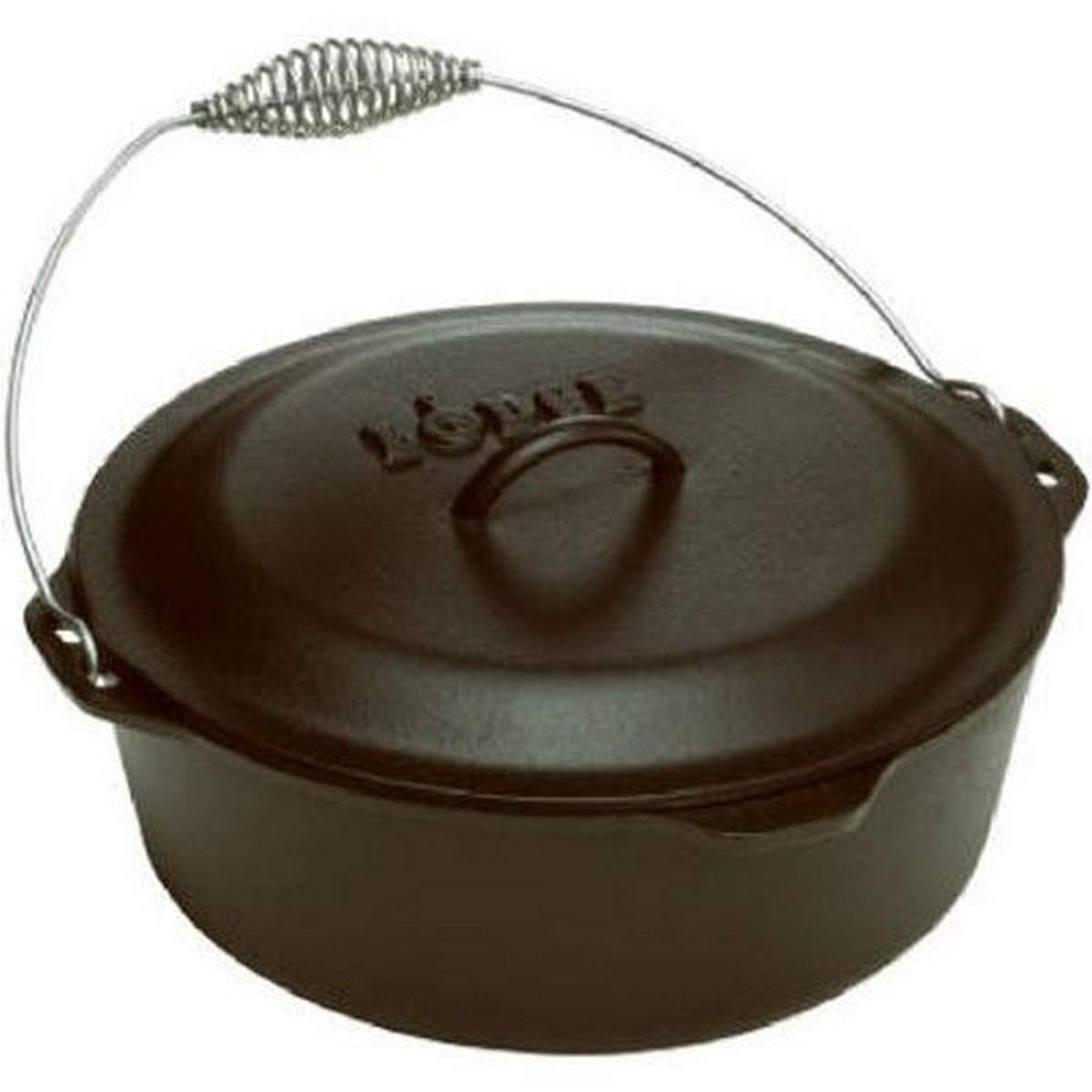 L10DO3 Dutch Oven with Spiral Handle Bail and Iron Cover, 7-Quart