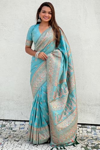Image of SGF11 Women's Kanjivaram Pure Soft Silk Saree With Unstitched Blouse Piece