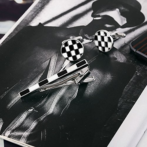 Beydodo manchetknopen voor heren, zwart/wit - Image 4