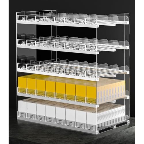 Étagère pour poussoir automatique de cigarettes murale dans un supermarché moderne