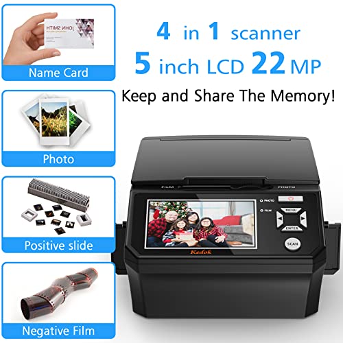 KEDOK Photo,NameCard,Slide & Negative Scanner with Large 5