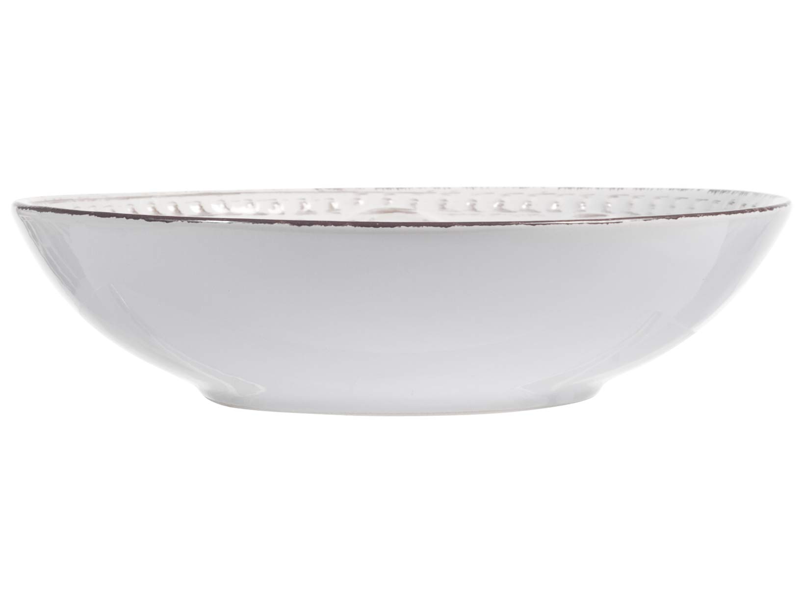 H&H 825736 Courtyard Set 6 Suppenteller, Stoneware, Weiß, 20 cm