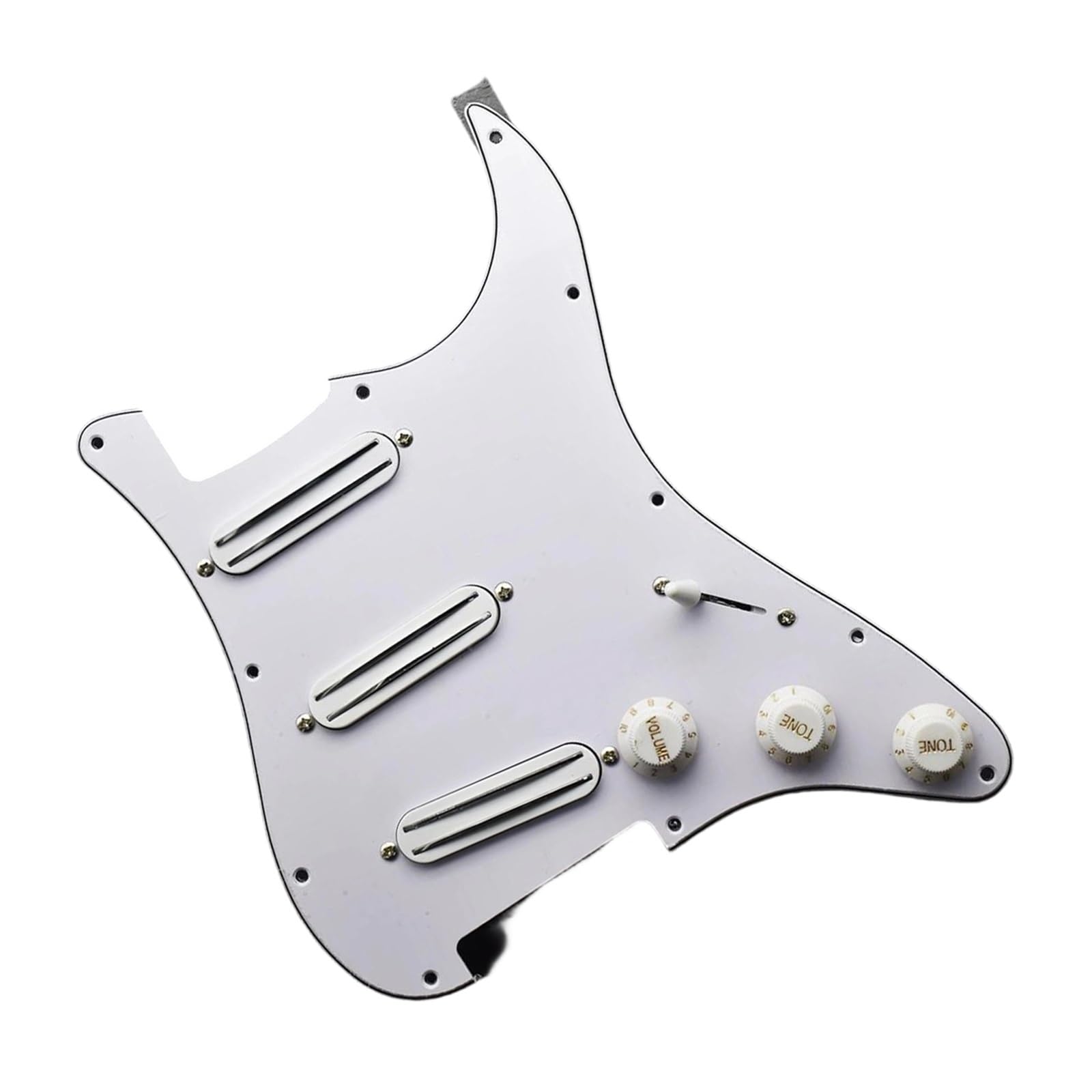 Kit De Pastilla Golpeador Precableado Conjunto Humbucker De Guitarra Ensamblado SSS Pastillas Del Golpeador De Guitarra Eléctrica(White)
