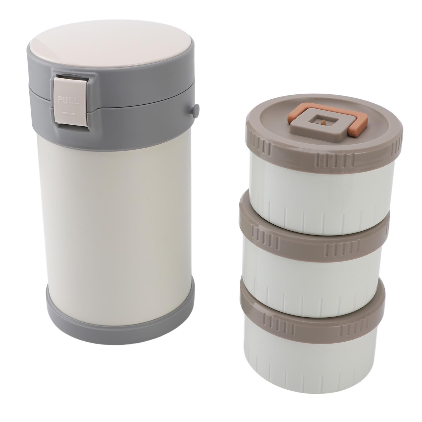 Aramox Isolierter Lebensmittelbehälter, 2,3 L, 3-stöckige -Lunchbox, Vakuumisolierter Lebensmittelbehälter aus Edelstahl 304, Mikrowellengeeignete Boxen, Auslaufsicher, mit Schultergurt für das