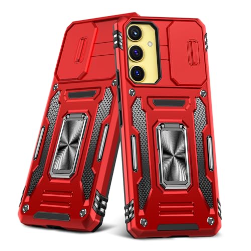 YULNCUZ Galaxy S24 Plus �Ή� �P�[�X �����O�t�� �X���C�h���J�����J�o�[ �ϏՌ� �X�^���h�@�\ �ԍڃz���_�[ �����Y�ی� �M�����N�V�[S24�v���X �Ή� �X�}�z�P�[�X PC TPU�o���p�[ �h�o �l�C �����h�~ ����~�� �w��h�~ 