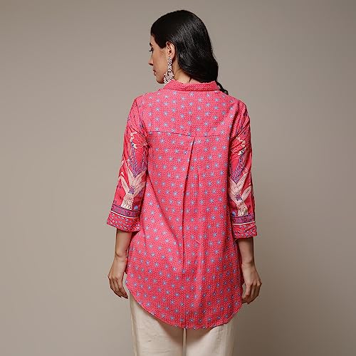 Image of BIBA Printed Rayon Round Neck Women's Regular Fit Casual Shirt