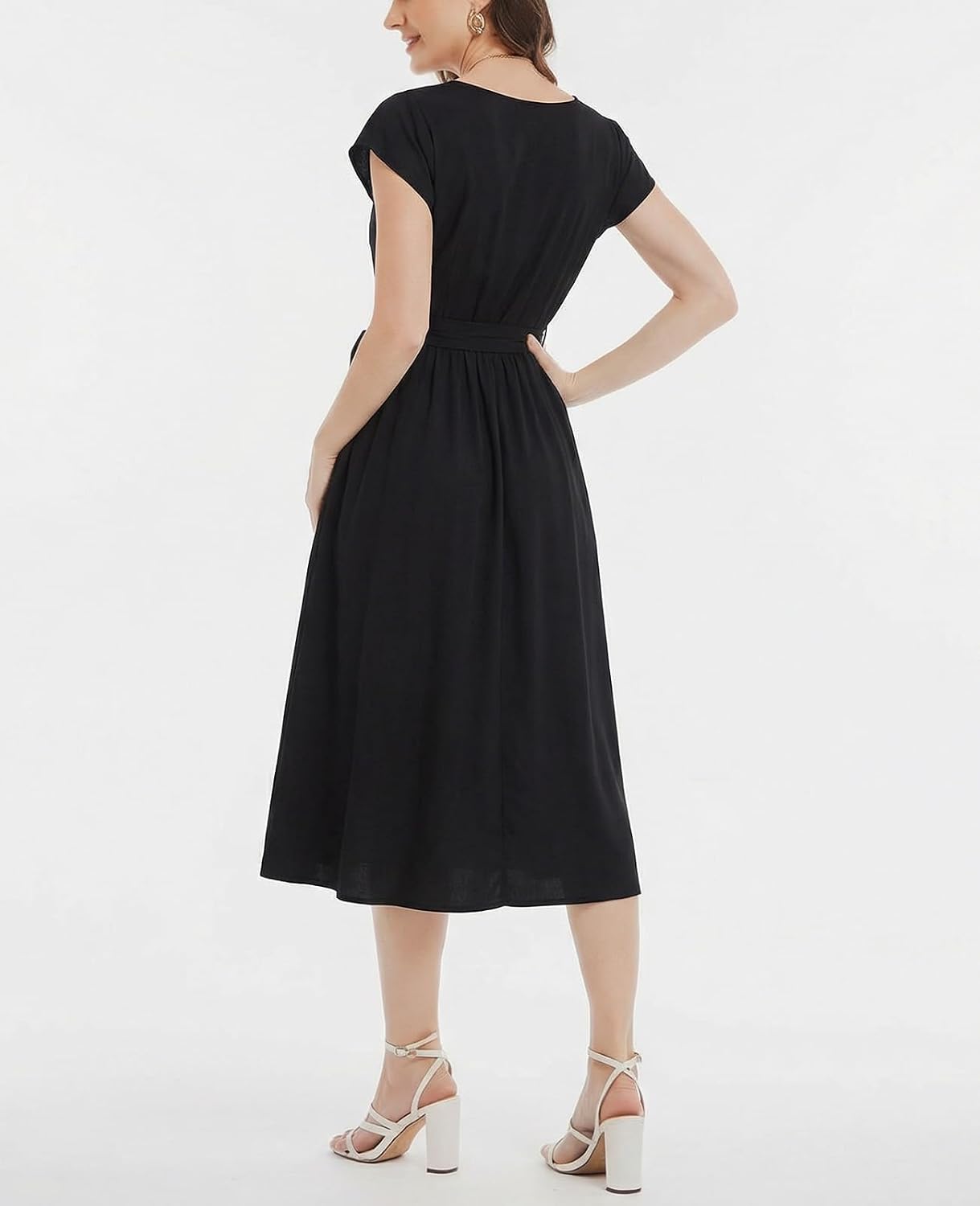 ANYFITTING Womens Summer Dresses Built in Bras Padded Maxi Dress with Pockets Flowy Beach Tropical Vocation Sundress