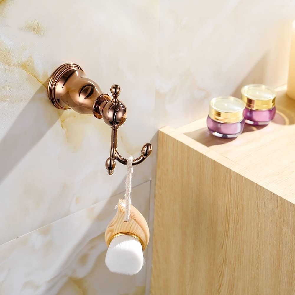 OAKITA Brass Bathroom Hardware Set Rose Gold Paper Holder Toothbrush Holder Towel Bar Bathroom Accessories.,Robe Hook
