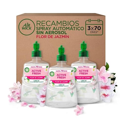 Miniatura 2 de Air Wick Active Fresh Spray Automatico Sin Aerosol - Ambientador Para Casa Con Aroma A Flor De Jazmín - Pack De 3 Recambios 228mlx3