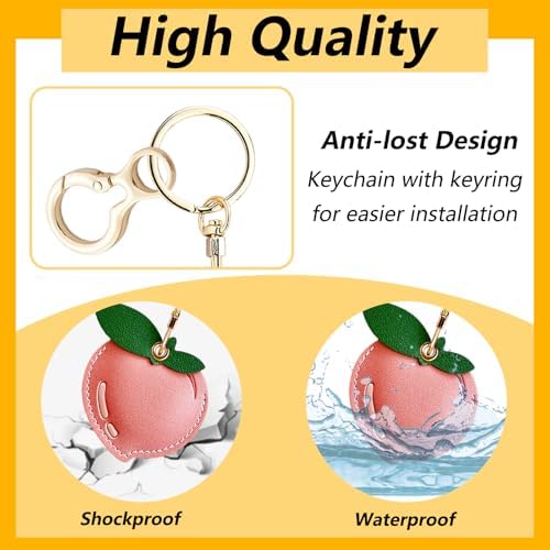 AirTag Leather Keychain Holder Case,Anti-Scratch Apple Air Tag Cover with Key Ring,Protective GPS Tracker Case for Wallet Key — view 3