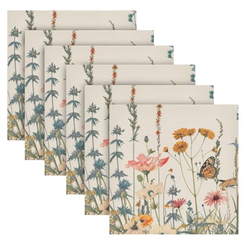 Servilletas de Tela con Diseño de Flores y Mariposas, Pack x6 miniatura 2