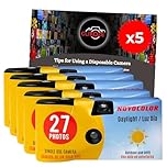 Disposable Camera Bundle with Novocolor Daylight Single Use Camera 27 Exposures and Clikoze Photography Tips Card (5 cameras)