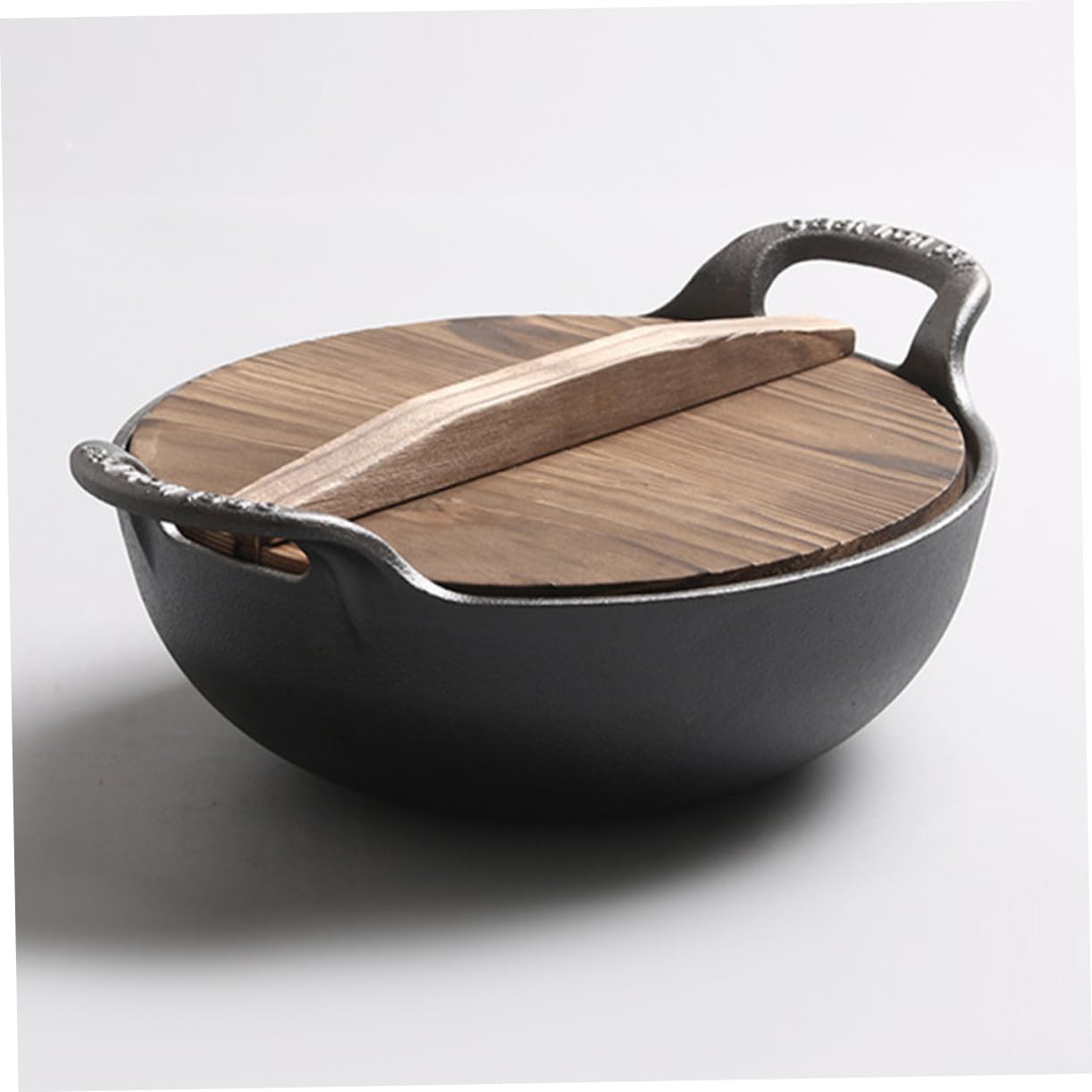 FUNOMOCYA Cast Iron Uncoated Iron Pan Stew Pot Cooking Pot Cookware with Side Handles