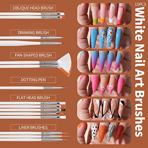 50% Off FANDAMEI Nail Art Brushes Kit with Glitter & Rhinestones