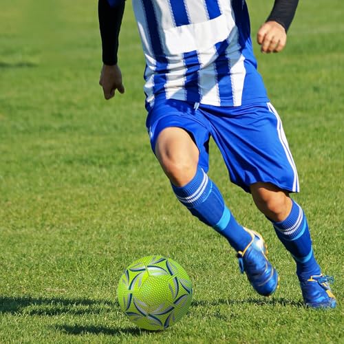 Fouvin Leuchtender Fußball Größe 5, Leder Fußball mit Pumpe