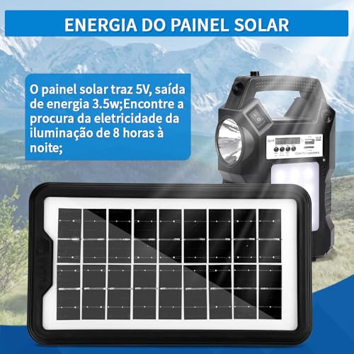 Rádio Handheld Lâmpada, Kit Solars para Camping, Luz Solar Portátil, Rádio Acampamento Solar, Banco