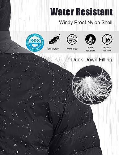 Lesmart Men Down Jacket Puffer Winter Jacket with Hooded Packable Lightweight Windproof Insulated Warm Coat4