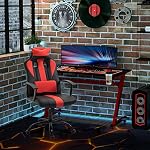 Vinsetto chaise de bureau High Back Racing Style Chaise de jeu réglable PU Siège de travail en cuir Swivel ordinateur avec support Lombar et oreiller rouge