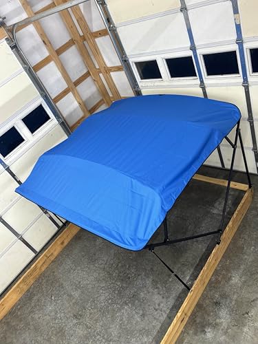 Cypress Rowe Outfitters Ocean Azure Blue Replacement Bimini Top Canvas with Storage Boot, 9' Long x 8.5' Wide, 16oz, 4 Bow, fits 97-103