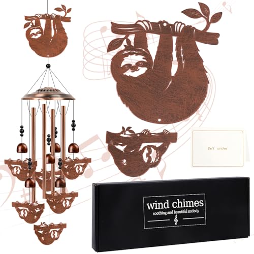 Luvsweets Sloth Wind Chimes for Outside - Sloth Gifts for Women Men, Memorial Wind Chimes for Outdoor, Garden Patio Yard Porch Decor, Birthday Mother's Day for Mom Grandma