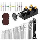 💎Paket enthalten: Dieses Set mit 62 PCS-Handbohrern enthält 1 Stück Schraubstock-Handbohrer, 48 PCS Micro-Twist-Bohrer (0,5-3,0 mm), 10 PCS-PCB-Mini-Bohrer (0,3-1,2 mm) und 1 PCS-Schraubstock 2 Stück 10 cm Schleifscheiben.