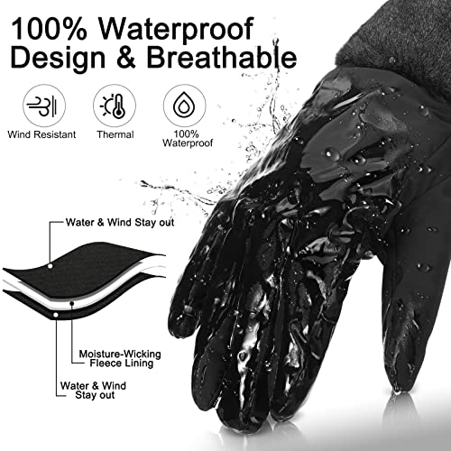 2 Pair Women\'s Waterproof Touchscreen Ski Gloves Winter Ski Snow Gloves Women\'s Snowboarding Gloves Windproof Snow Gloves (Black, Purple)