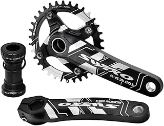 SHHMA Mountain Bike ramię korba 104BCD Hollow zintegrowany zestaw korbowy 32/34/36/38T pojedyncza tarcza z suportem do roweru szosowego MTB BMX,Black,36T