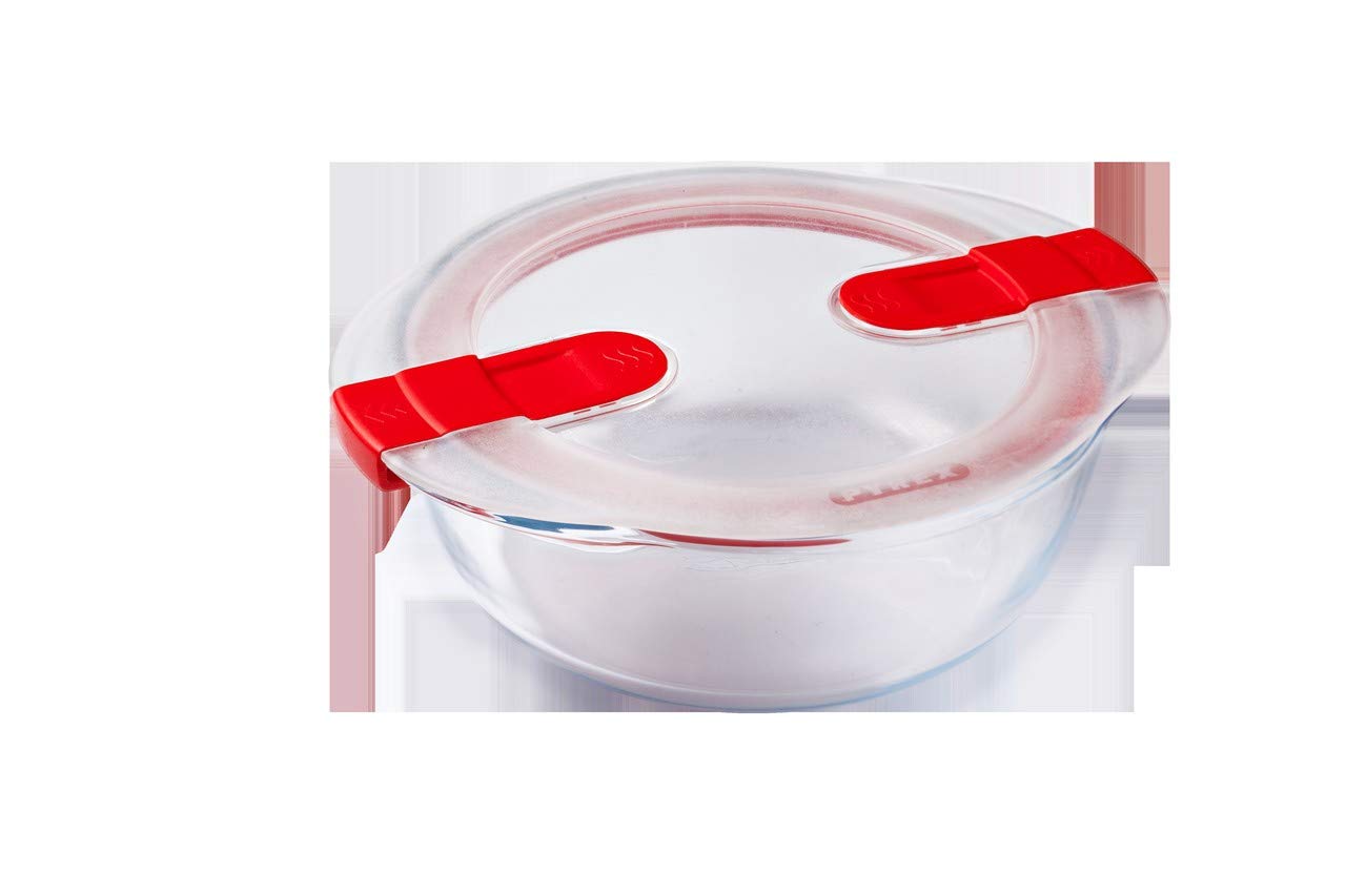 Pyrex Cook & Heat Cook & Heat – Juego de 3 alimentos redondos de cristal 1,1 L con tapa hermética especial para microondas – Cajas de conservación