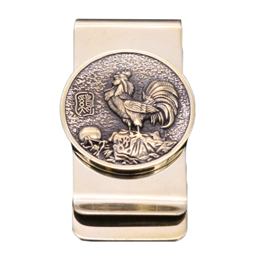 Pince à Billets En Laiton Vintage - Signe Du Zodiaque Cheval - Porte-monnaie Métallique Fin Pour Cartes Et Espèces