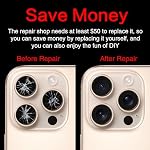 2PCS ASDAWN Back Rear Camera Lens Glass Replacement for iPhone 16 Pro Max and 16 Pro Camera Glass Lens Replacement with Pre-Installed Adhesive + Repair Tool Kit + Installation Manual