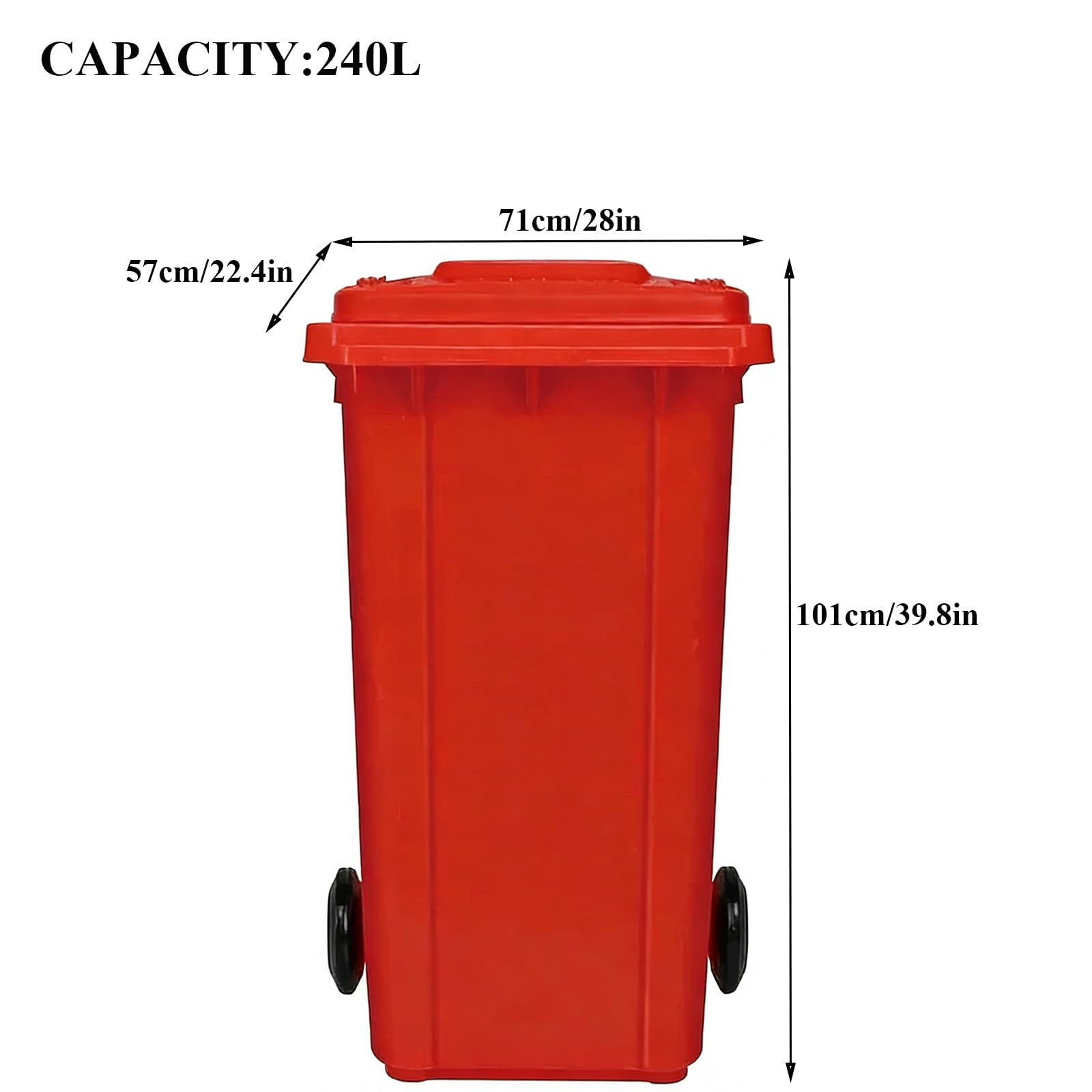 Zewnętrzny kosz na śmieci, kolorowy kosz na śmieci do recyklingu z kółkami i antypoślizgowym uchwytem, z cichymi gumowymi kołami do zróżnicowanego zbierania (szary, 240 l)
