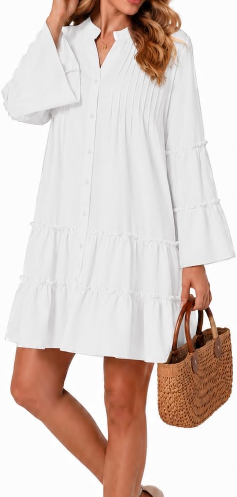 Midi Dress for Women Elegant Long Sleeve Casual Loose Flowy A Line Dresses image 2