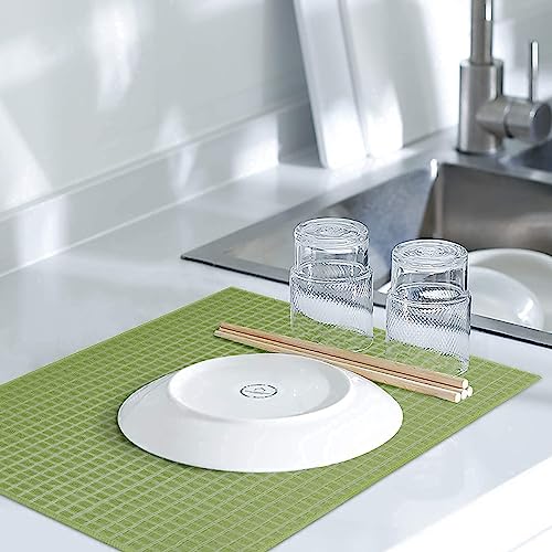 Image of PAXCOO Dish Drying Mat, Cloth Placemats, Machine Washable Linen Style Thick Place Mats, Heat Resistant and Easy to Clean Fabric Table Mats for Kitchen Dining Table(Multicolored)