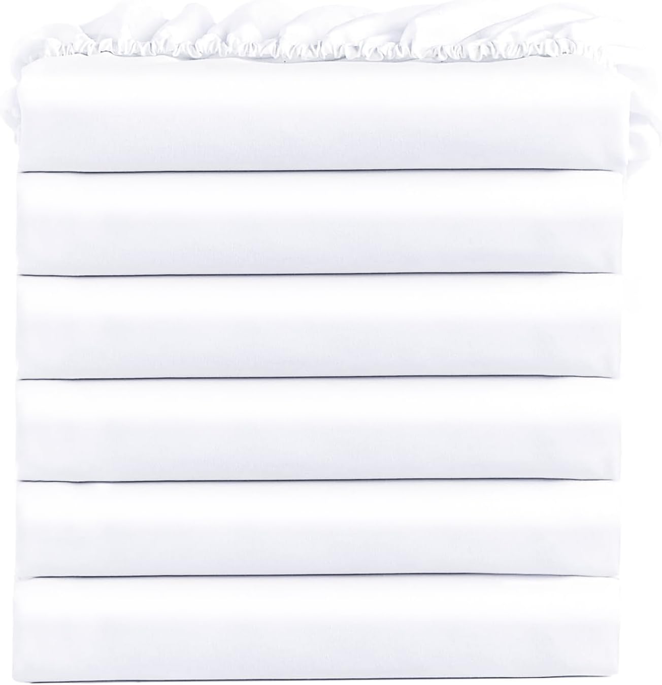 FreshCulture Queen Fitted Sheets, Bulk Pack of 6, Deep Pocket, Soft Microfiber Bottom Sheets for Home, Salons, Hotels, Queen Size Fitted Sheets Only (White)