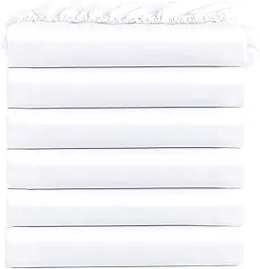 FreshCulture Twin Fitted Sheets, Bulk Pack of 6, Deep Pocket, Soft Microfiber Bottom Sheets for Home, Salons, Hotels, Twin Size Fitted Sheets Only (White)