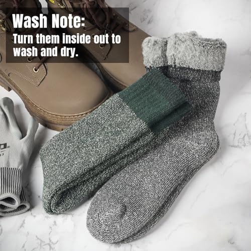 Toes Home Thermal Hiking Socks for Men Warm Thick Crew Socks Winter Cold Weather Wool Tall Calf 4 Pack Outdoor Boot Socks Gifts Christmas Stocking Stuffers3