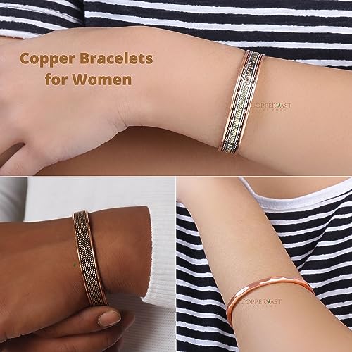 Copper Bracelets- for Men and Women| Set of 3 with Gift Bag |Handmade 100% Copper2