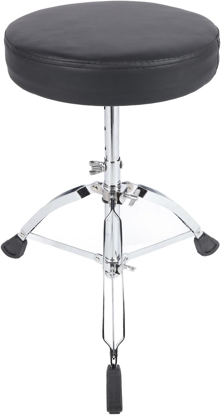 Drum Throne Seat Padded Stool, 16.7-21.7in Height Adjustable Padded Drum Seat Drumming Stools with Anti Slip Rubber Feet, Universal Foldable Drum Stool for Adults and Kids
