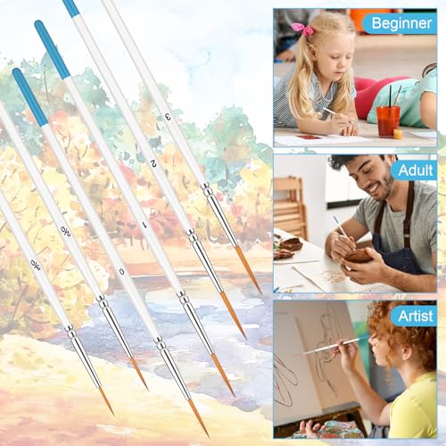 Script Liner Brush, 6 PCS Highly Flexible Paint Brushes Extra Long Fine Point Liner Tip Fine Detail Paintbrushes for Model, Fingure, Watercolor, Acrylic, and Miniature Painting by Yuanan - Image 6