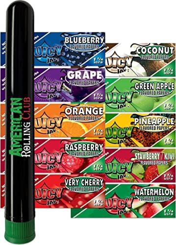 Juicy Jay's 10 Pack Assorted 1 1/4 Papers | Mix 2 | Includes American Rolling Club Tube