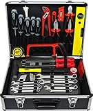 Famex 744-98 Werkzeugkoffer gefüllt mit Werkzeug | Werkzeugkiste bestückt mit Werkzeug-Set | Werkzeugkasten