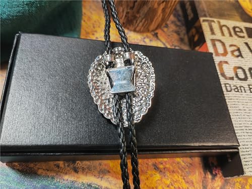 Image of Turquoise Agate Granite BOLO Tie for Men Women Leather Wedding Necklace Western Cowboy Necktie