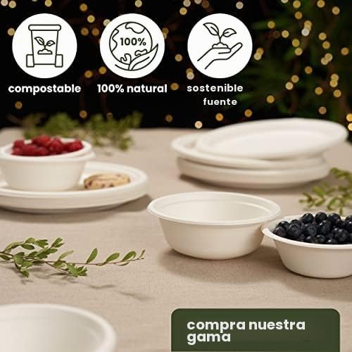 Miniatura 9 de Haago 50 Cuencos Biodegradables De Bagazo De Caña De Azúcar 350 Ml Cuencos De Papel Resistentes Y Antifugas Compostables Y Desechables Para Sopas Y Postres, Comida Caliente Y Fría