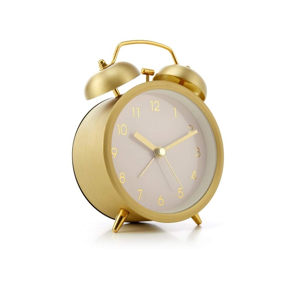 Reloj despertador clásico con movimiento de cuarzo y campanas silenciosas, reloj despertador para mesita de noche, relojes retro para decoración del hogar