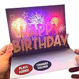 100 GREETINGS LIGHTS & SOUND 'Fireworks & Cheering' Birthday Pop Up Card - Happy Birthday Card for W